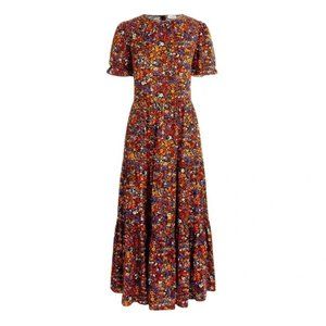 J Crew ~Floral Puff Sleeve Tiered Maxi Dress